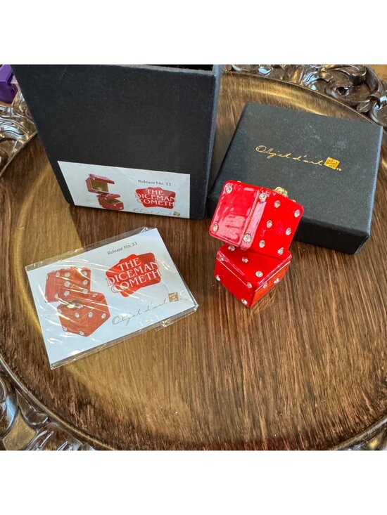 Work of Art Other - VTG Red Dice Trinket Box Enamel Rhinestones By Work Of Art Double Box 2.5" Tall